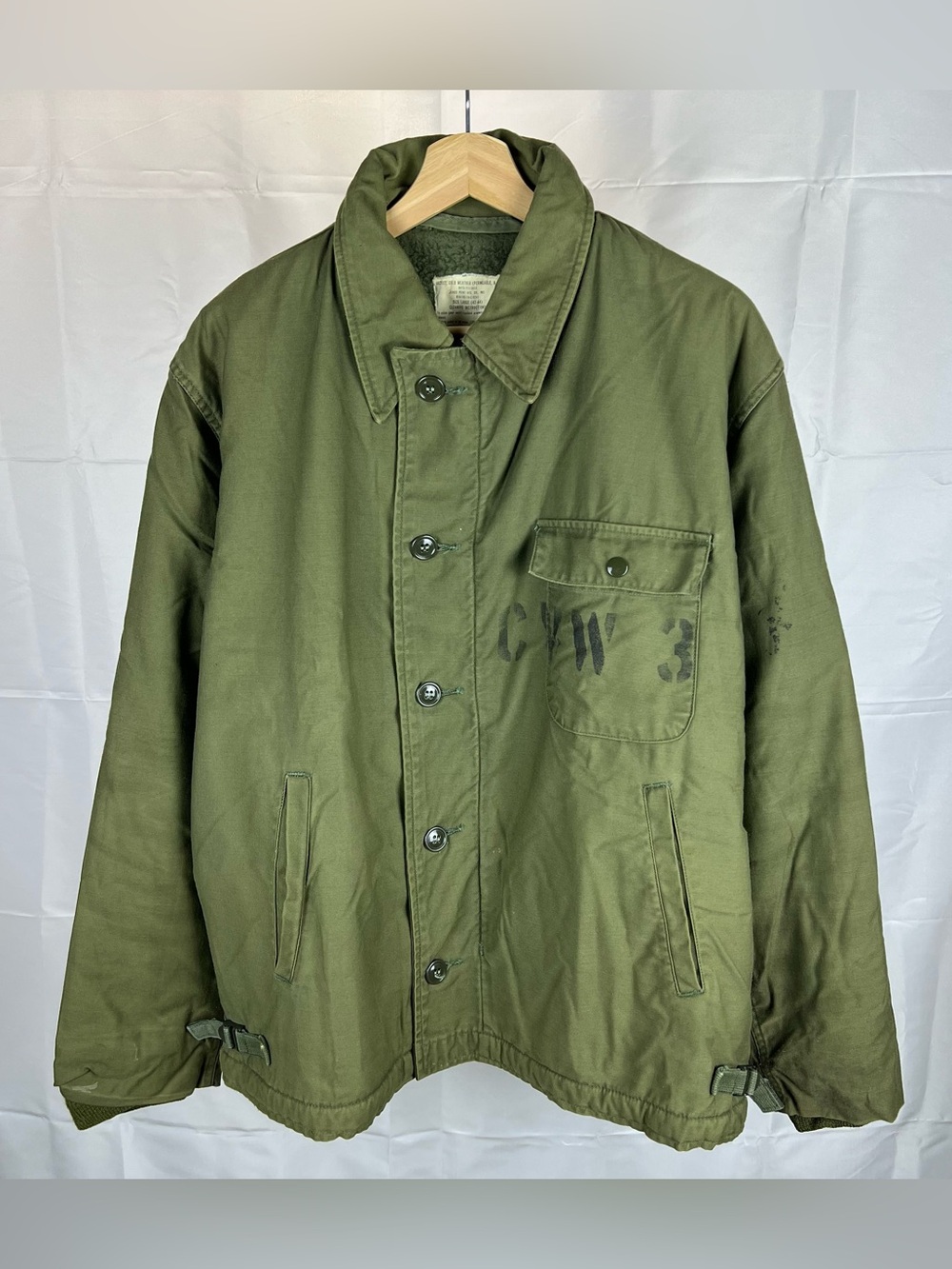 Vintage 70s USN Navy A-2 Cold Weather Permeable Deck Jacket Mens Large 42-44